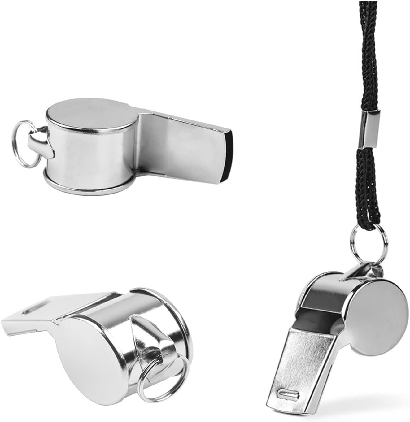 6Pack Stainless Steel Whistle with Lanyard, Loud Crisp Sound Whistle Ideal for Coaches, Referees, and Official - Image 3