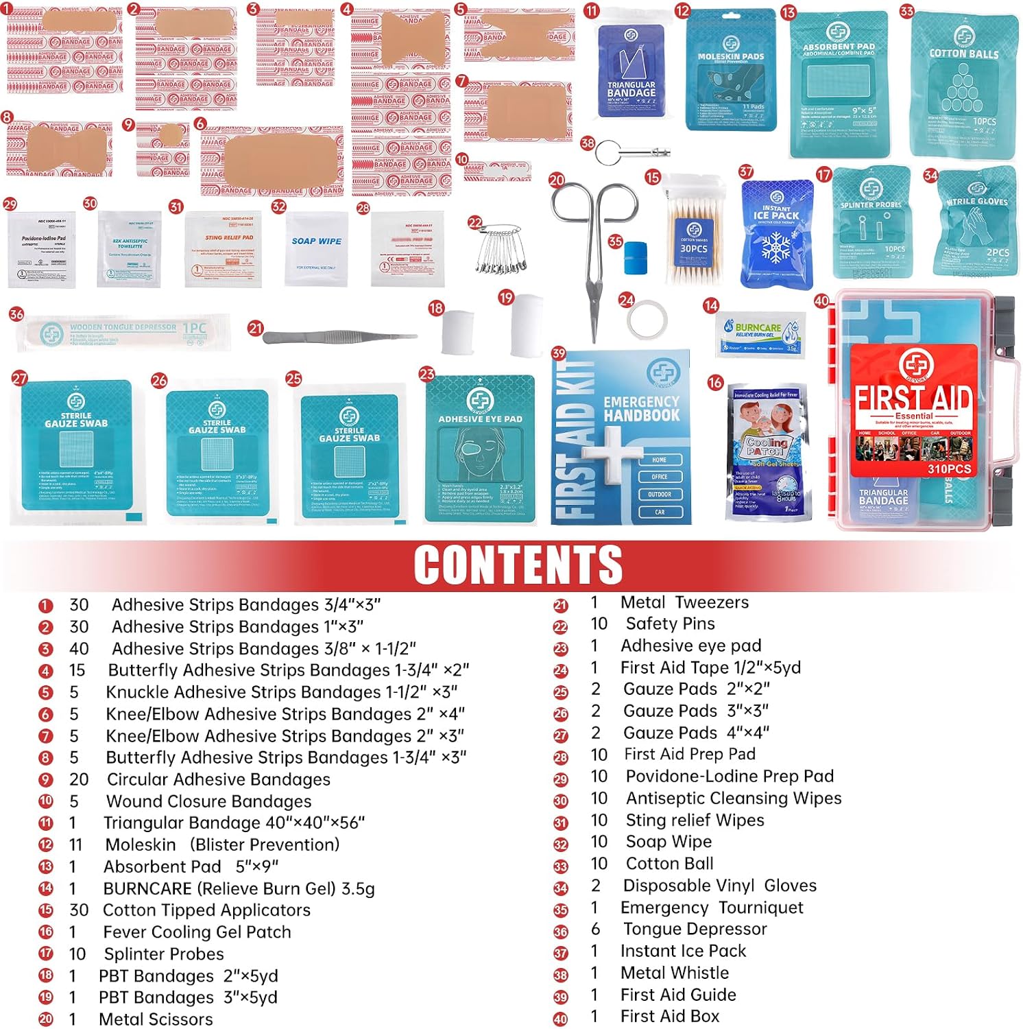Gevoke Professional First Aid Kit, 310 Piece HardCase, Easy to Organize - Image 2