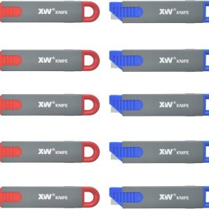 XW Handy Safety Box Cutters, Auto-retractable Razor Blade Carton Cutter for Opening Packages, 10-Pack