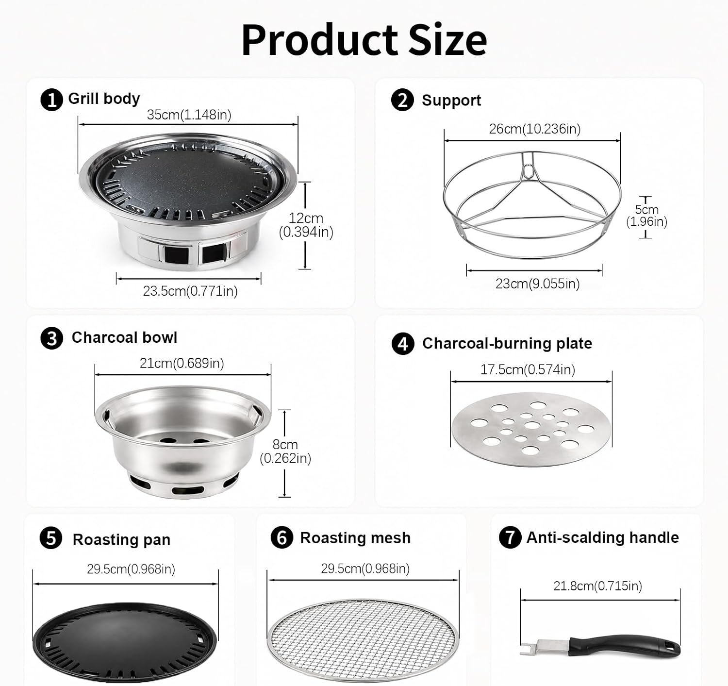 13.7" Charcoal Grill Multi-use Stainless Steel Tabletop BBQ Smoker - Image 8