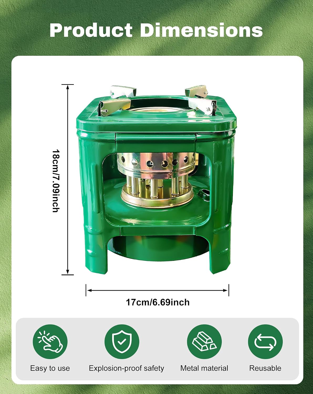 Camping Picnic Burner Furnace, Efficient Portable Camping Stove, Backpacking Oil Stoves Cooker Cookware, Handy Outdoor Portable Kerosene Stove (Square) - Image 2