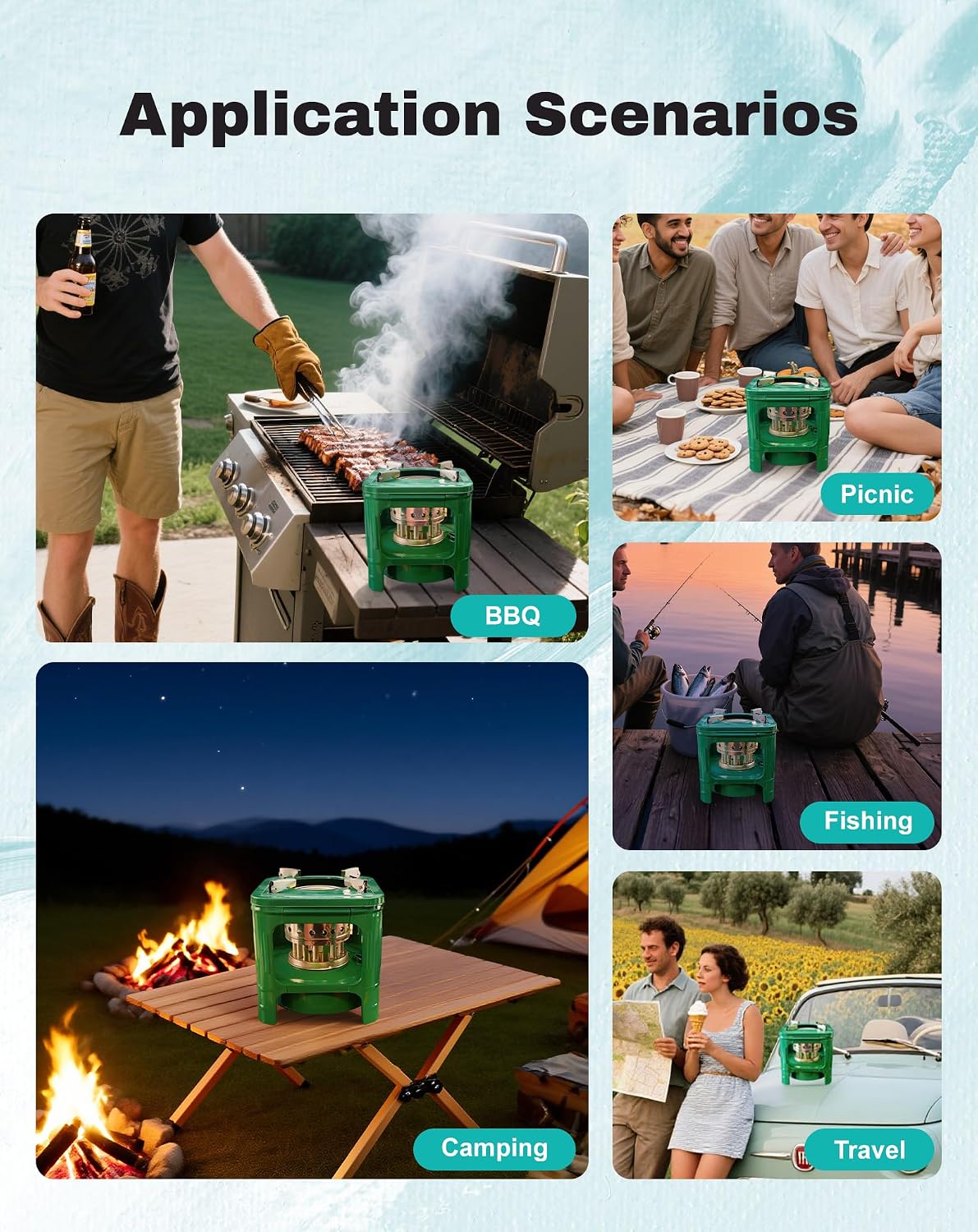 Camping Picnic Burner Furnace, Efficient Portable Camping Stove, Backpacking Oil Stoves Cooker Cookware, Handy Outdoor Portable Kerosene Stove (Square) - Image 5