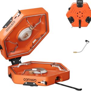 Cofiyard Propane 2 Burner Camping Stove with Carrying Bag, Portable Folding Gas Stove for Camping, Backpacking Camp Stove for Outdoor Cooking, With 17,000 BTU Adjustable Burners for BBQ, Tailgating